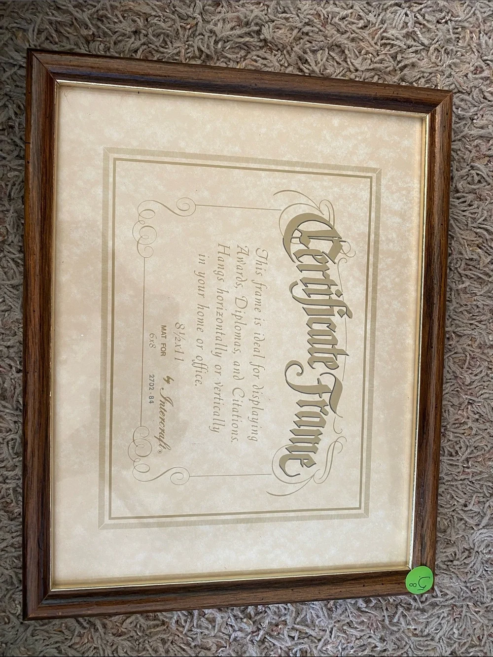 Wood Grain Certificate Frame in Brown